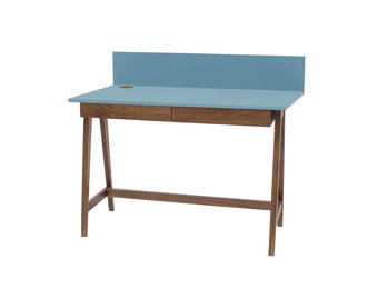 Luka Bureau - 110cm breed in zacht blauw, eiken poten, met lades & FSCMIX certificering