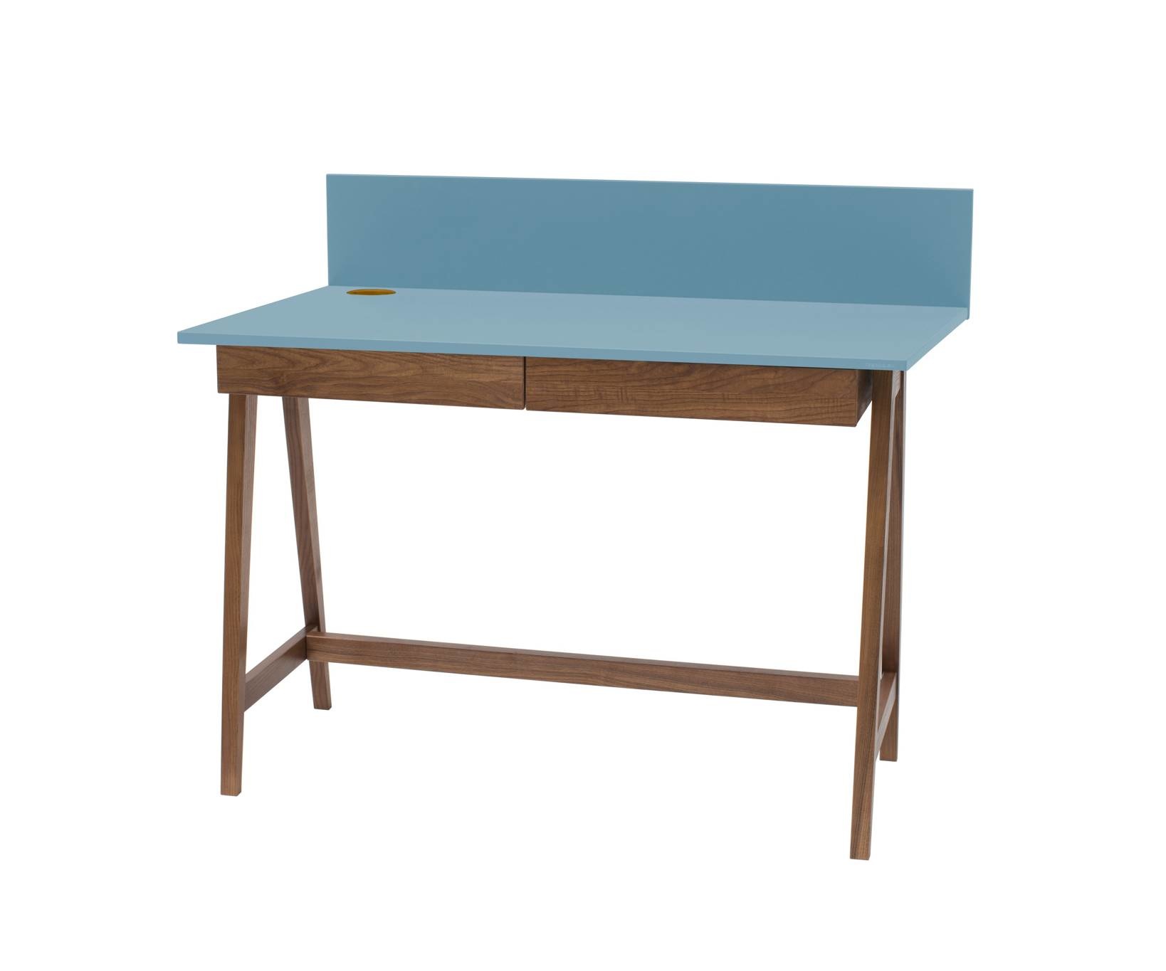 Luka Bureau - 110cm breed in zacht blauw, eiken poten, met lades & FSCMIX certificering