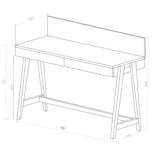 Luka Bureau - 110cm breed in zacht blauw, eiken poten, met lades & FSCMIX certificering