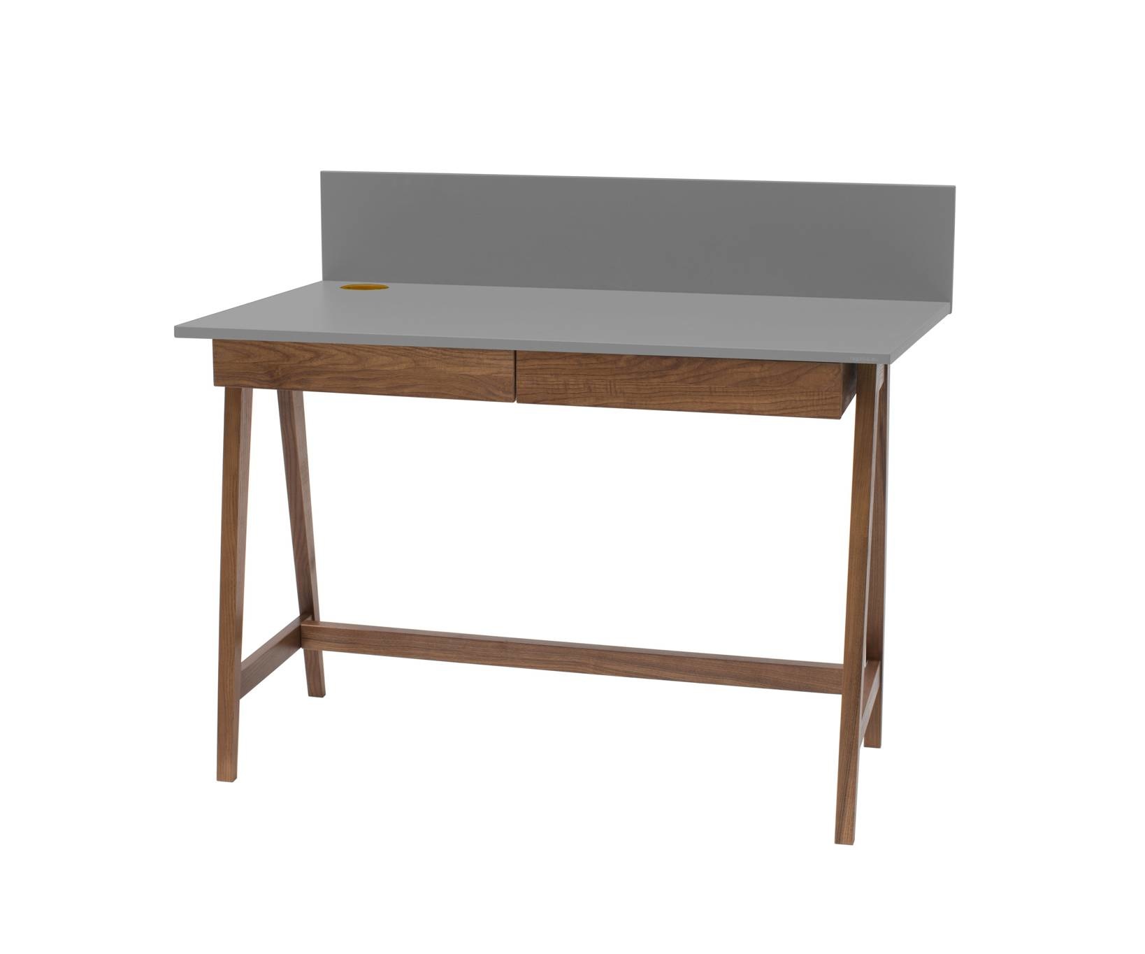 Luka Bureau - Donkergrijs Betongrijs, Eiken Poten, 110x50x75 cm, 2 Lades - FSC Gecertificeerd