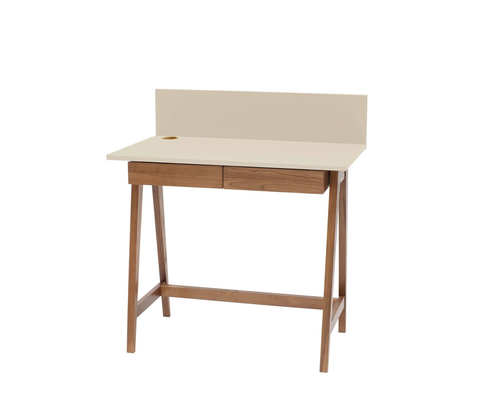 Luka Bureau | Eiken Poten | Bruin Beige Kleur | 2 Lades