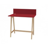 Luka bureau, rood, 85cm breedte, essenhout poten