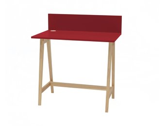 Luka bureau, rood, 85cm breedte, essenhout poten