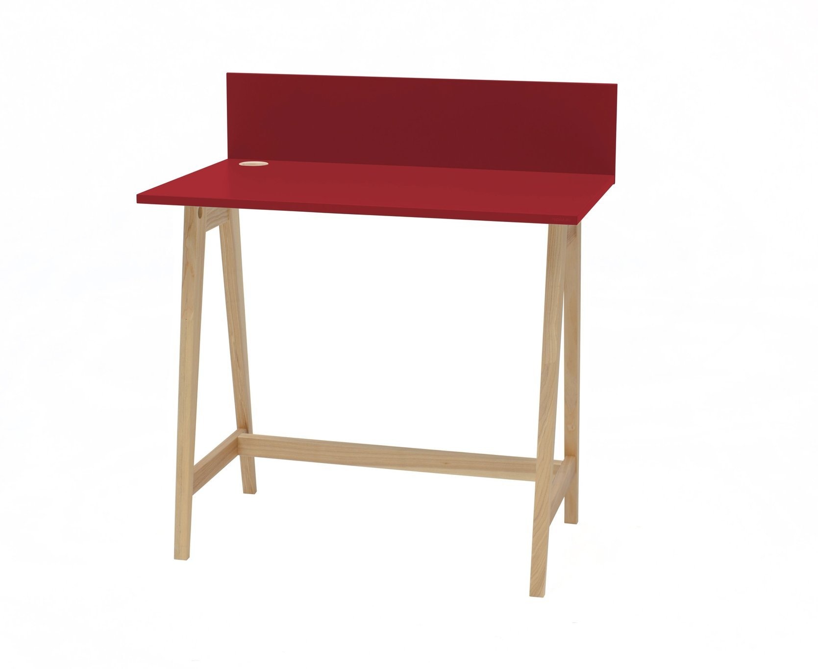 Luka bureau, rood, 85cm breedte, essenhout poten