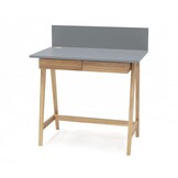 Luka donkergrijs bureau met essenhouten poten - 85x75x50cm