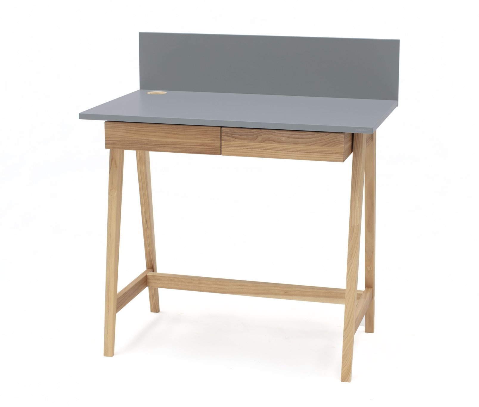 Luka donkergrijs bureau met essenhouten poten - 85x75x50cm