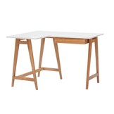 Luka Hoekbureau in wit met eiken poten - FSC gecertificeerd