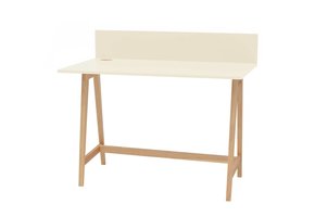 Luka krijtwit bureau, essenhout poten, 110cm breed