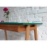 Luka Hoekbureau - Krijtwit, Links, 135x85cm, Essenhout & gelamineerd MDF, 2 lades