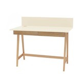 Luka krijtwit bureau met essenhouten poten - FSCMIX gecertificeerd