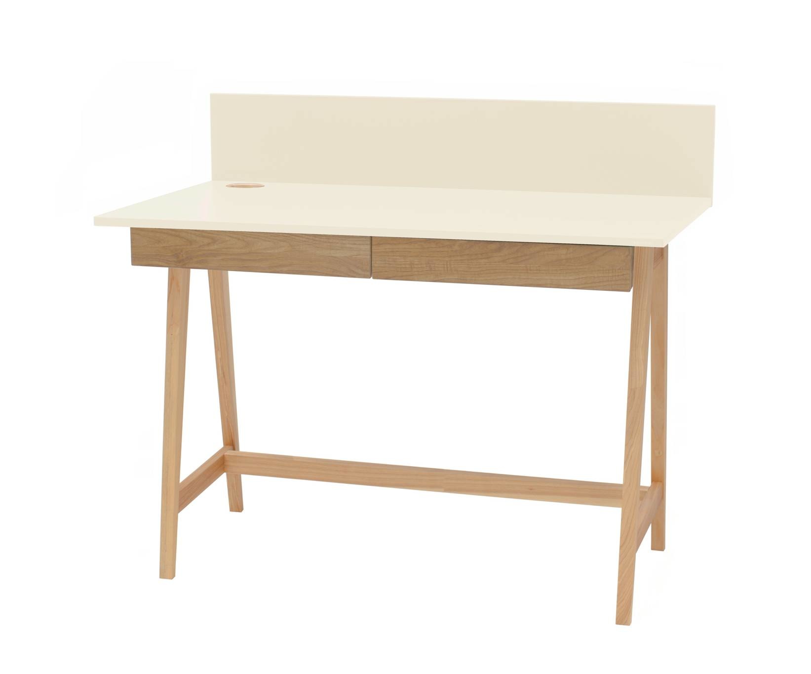Luka krijtwit bureau met essenhouten poten - FSCMIX gecertificeerd