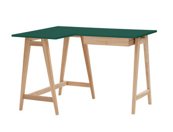 Luka hoekbureau in zeegroen met essenhouten poten - FSC gecertificeerd