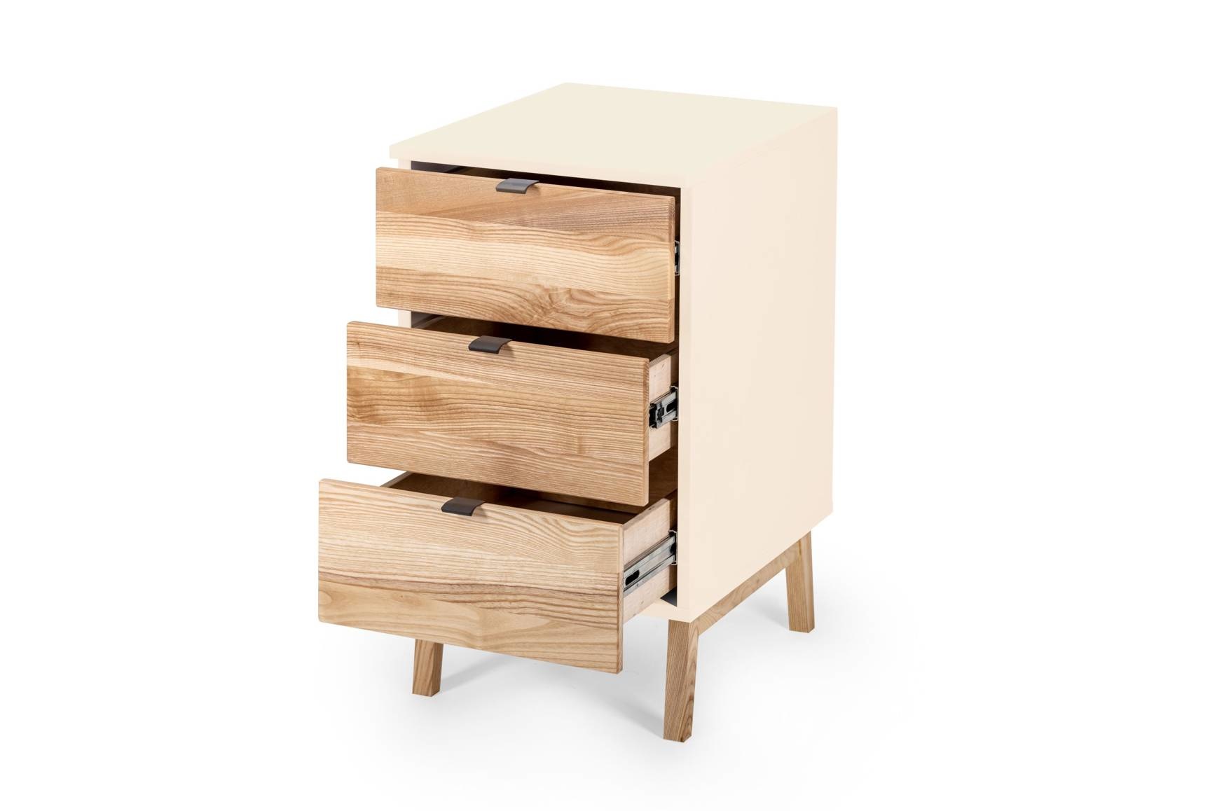 Luka Opbergkast in Krijtwit | Essenhout & gelamineerd MDF | FSC-gecertificeerd | 3 lades