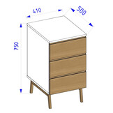 Luka Opbergkast in Krijtwit | Essenhout & gelamineerd MDF | FSC-gecertificeerd | 3 lades