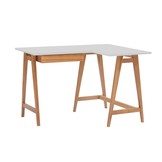 Luka Hoekbureau | Lichtgrijs | Rechts | Eiken poten | Essenhout en MDF | FSC-gecertificeerd