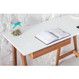 Luka Hoekbureau | Lichtgrijs | Rechts | Eiken poten | Essenhout en MDF | FSC-gecertificeerd