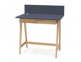 Luka Grafiet Bureau | 110cm Breed met Essenhouten Poten & Lade