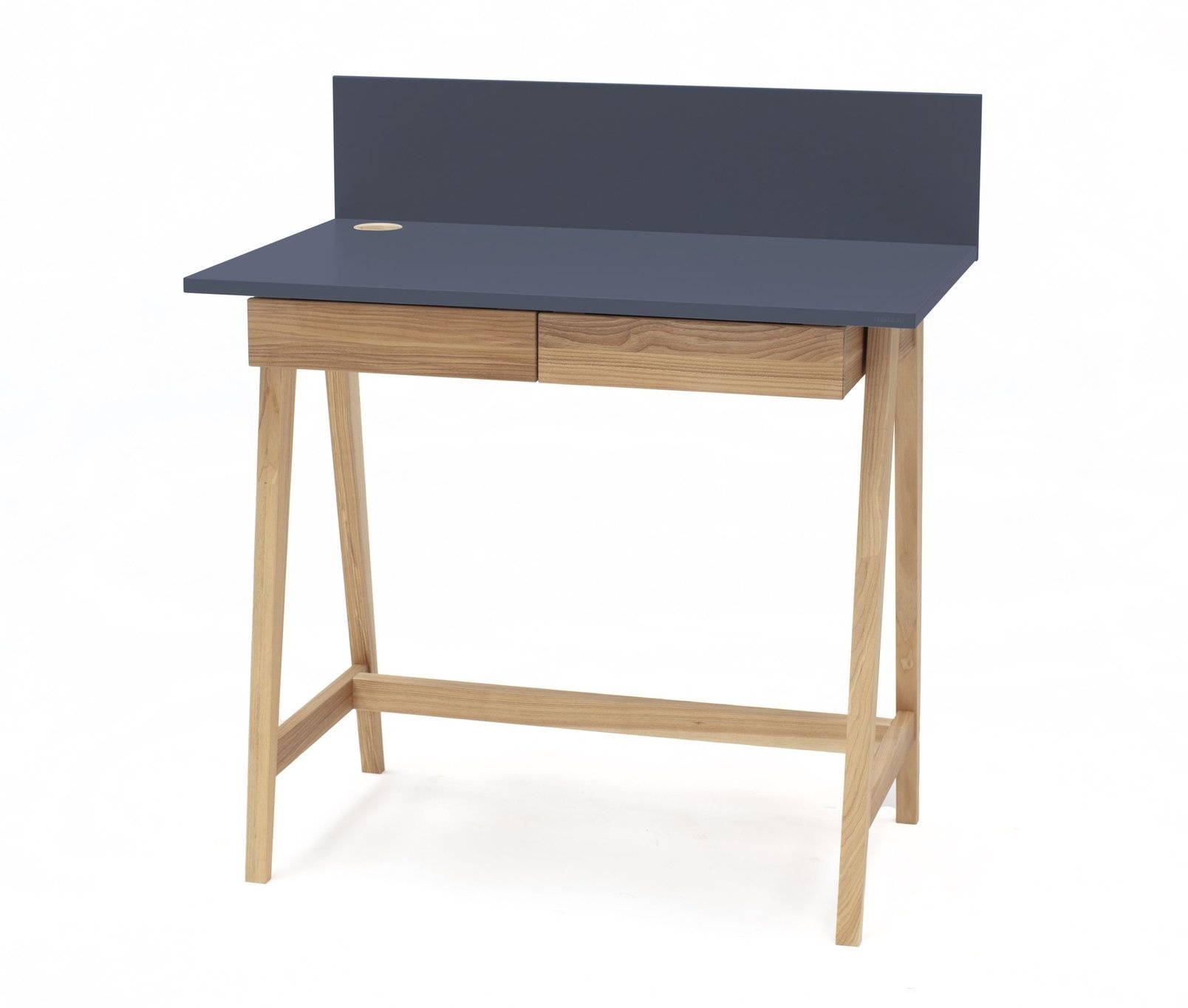 Luka Grafiet Bureau | 110cm Breed met Essenhouten Poten & Lade