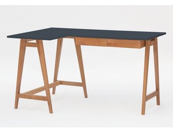 Luka hoekbureau Grafiet 135cm - Linker orientatie met eiken poten. FSC.