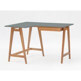 Luka Hoekbureau - Donkergrijs - Links - Eiken Poten - 115x85 cm