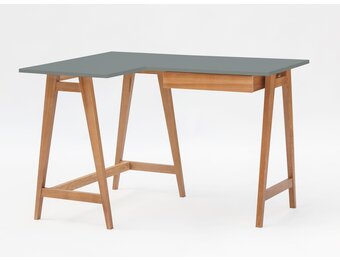 Luka Hoekbureau - Donkergrijs - Links - Eiken Poten - 115x85 cm