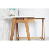 Luka Hoekbureau - Donkergrijs - Links - Eiken Poten - 115x85 cm