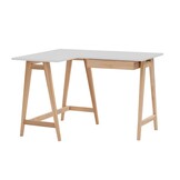 Luka hoekbureau - Lichtgrijs essenhout - Links - Met lade