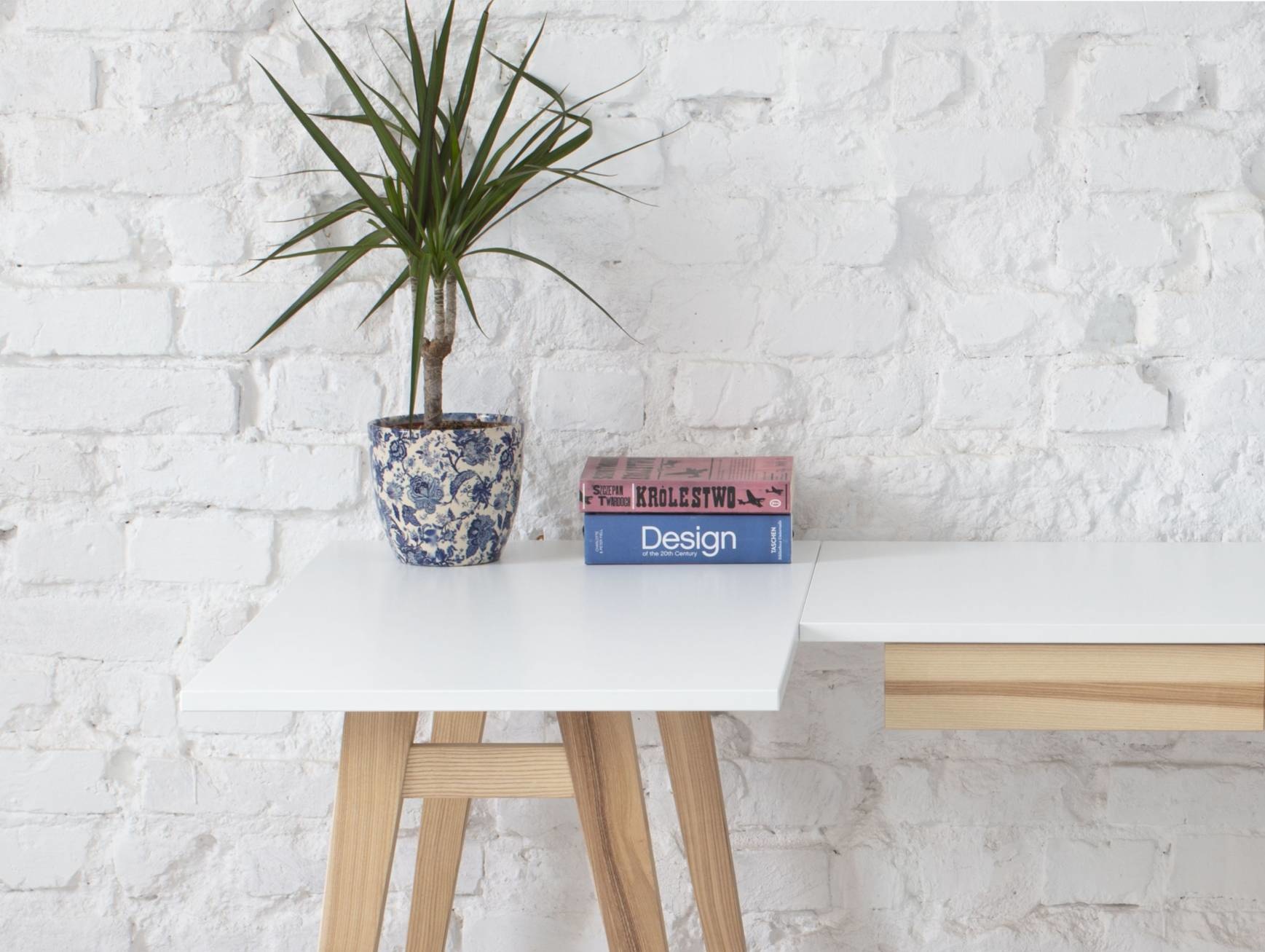 Luka hoekbureau - Lichtgrijs essenhout - Links - Met lade