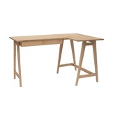 Luka L-vormig bureau | 135x85cm | Essenhouten poten | 2 lades