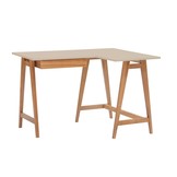 Luka Hoekbureau in Bruin Beige met Eiken Poten - 1 Lade - 115x85cm