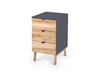 Luka Opbergkast in Grafiet | Essenhout & MDF | FSC100% | 3 Soft-Close lades