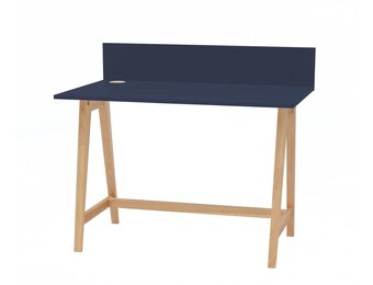 Luka Marineblauw Bureau | 110cm Breedte | Essenhouten Poten