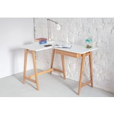 Luka hoekbureau - bezem geel - essenhout poten - met lade - 115x85x75 cm