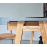 Luka hoekbureau - bezem geel - essenhout poten - met lade - 115x85x75 cm