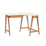 Luka Hoekbureau - Krijtwit - 115x85 cm - Eiken Poten - Met Lade