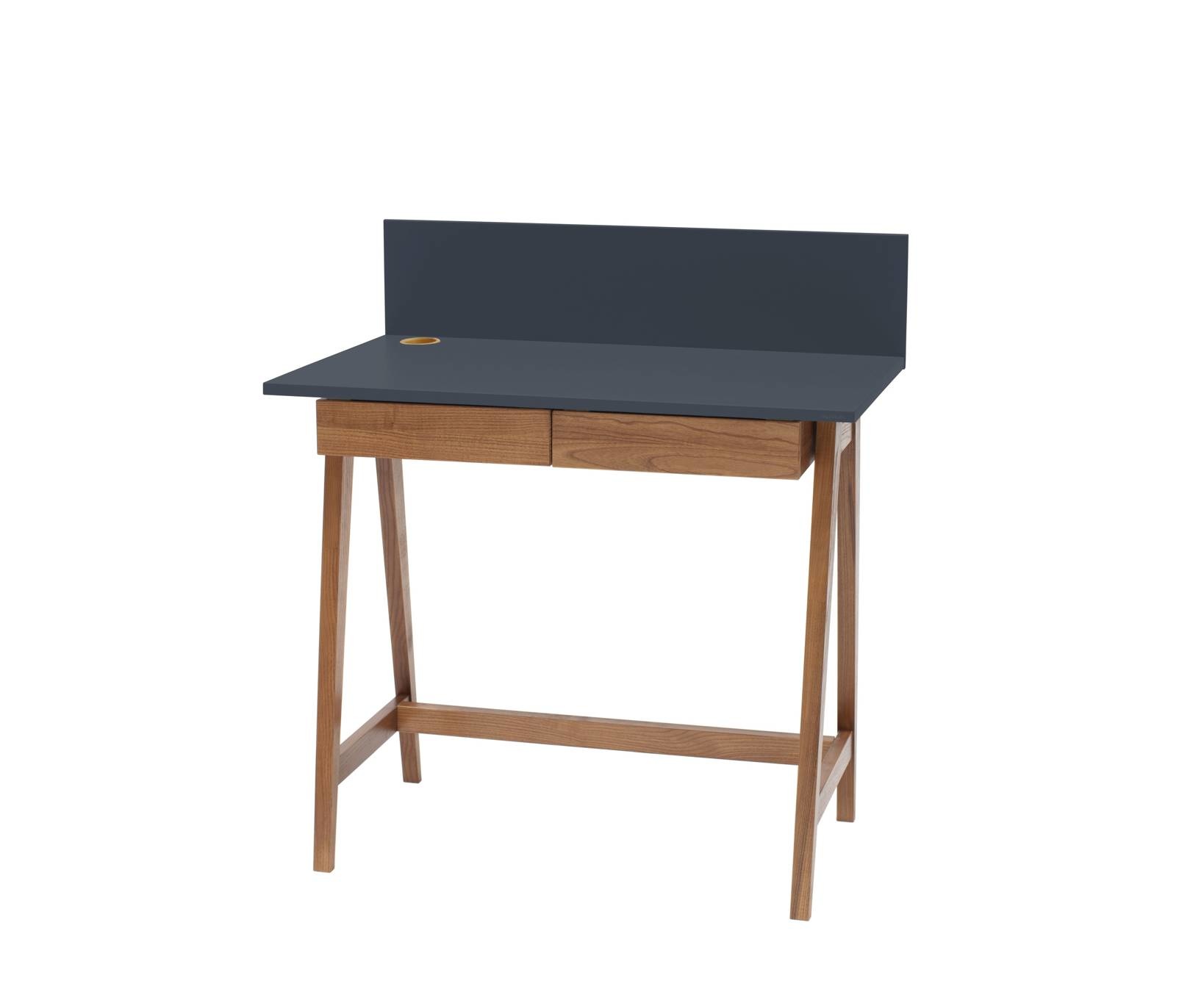 Luka Grafiet Bureau - 85cm breed, eiken poten, lades, FSC gecertificeerd