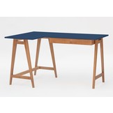 Luka hoekbureau in marineblauw met eiken poten - 135cm breed, 2 lades