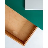 Luka hoekbureau in marineblauw met eiken poten - 135cm breed, 2 lades