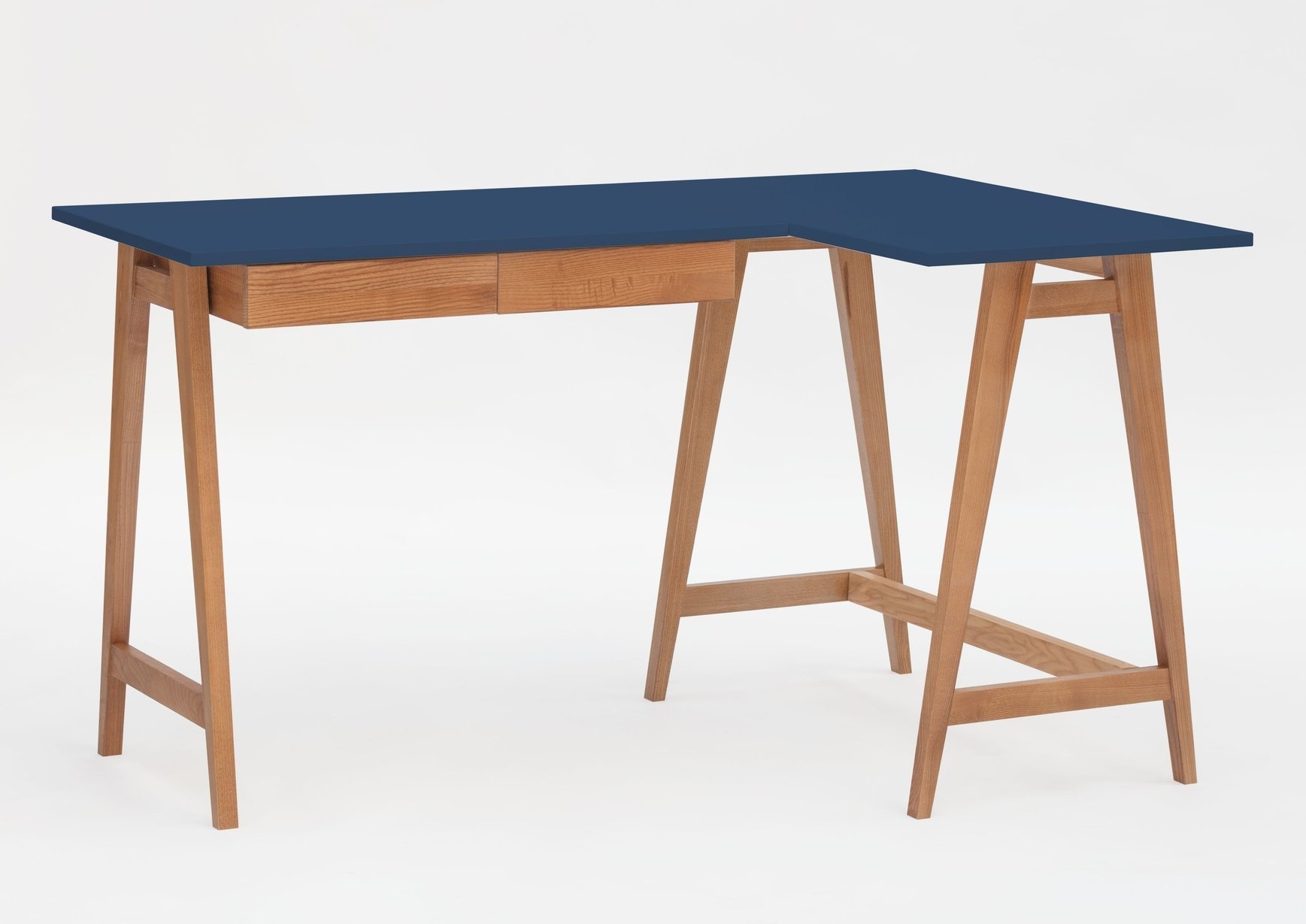 Luka Hoekbureau, Marineblauw, Rechts, Eiken poten, FSC-gecertificeerd