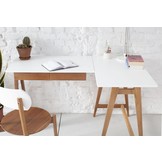 Luka Hoekbureau, Marineblauw, Rechts, Eiken poten, FSC-gecertificeerd