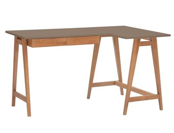 Luka hoekbureau in beverbruin met eiken poten, 2 lades & FSC certificering - 60 karakters