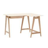 Luka Hoekbureau, krijtwit met essenhouten poten