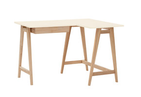 Luka Hoekbureau, krijtwit met essenhouten poten