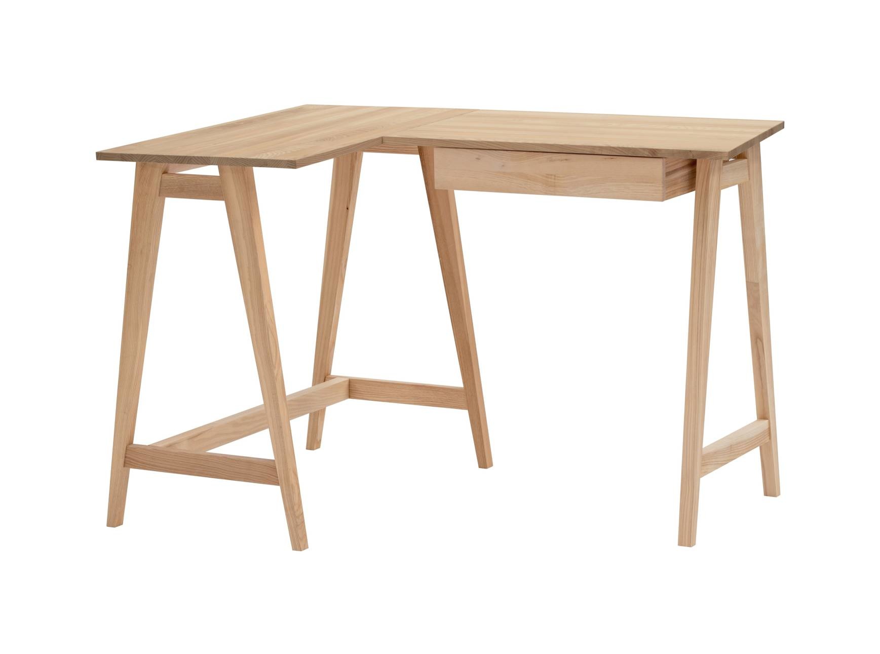 Luka L-vormig bureau - Links, 115x85cm, Essen poten, FSC100%