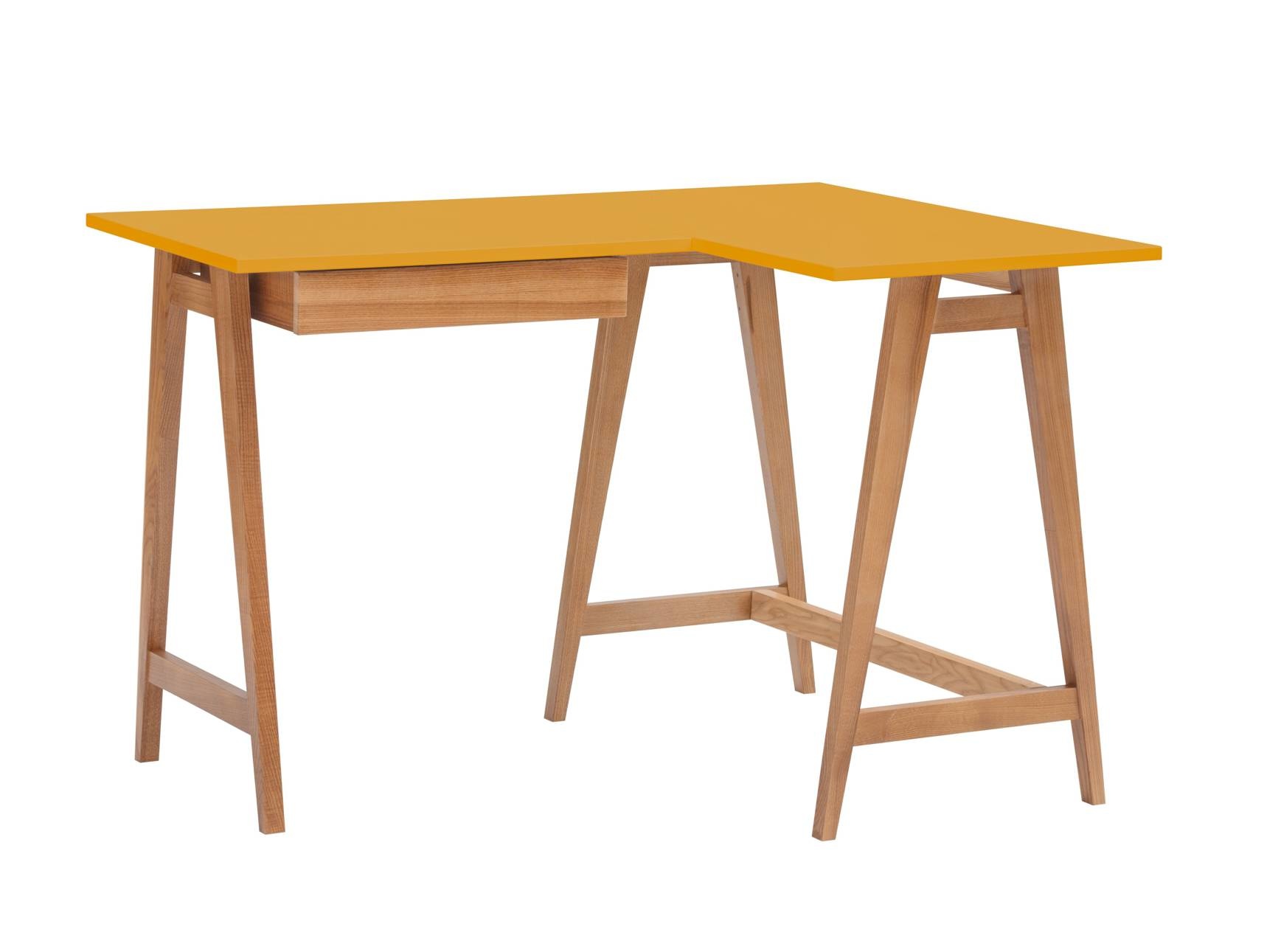 Luka hoekbureau - Rechts - 115x85 cm - Essenhout & MDF - Bezem geel