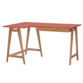 Luka Hoekbureau Antiek Roze met Eiken Poten - 135x85x75 cm, FSC100% Gecertificeerd