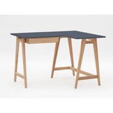 Luka hoekbureau essenhout poten, grafiet kleur, met lade - 115x85 cm