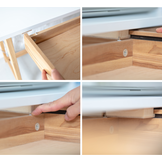 Luka hoekbureau essenhout poten, grafiet kleur, met lade - 115x85 cm