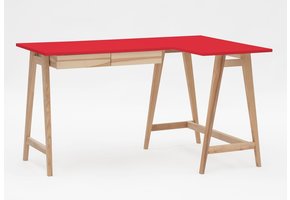 Luka hoekbureau in zuiver rood met essenhouten poten