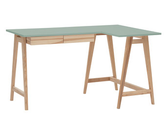 Luka hoekbureau saliegroen - rechts - essenhouten poten - FSC gecertificeerd